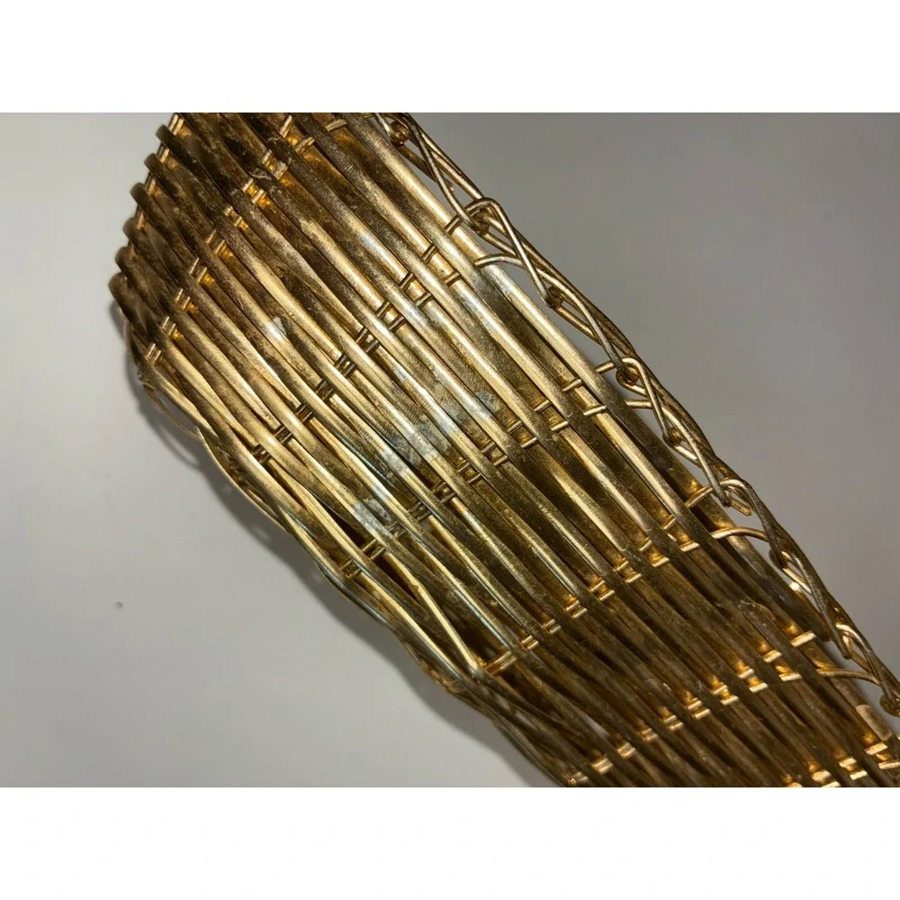 Metal Wire Basket Gold Woven Oblong Crackers Trinket Hand‎ Towel Small Vintage